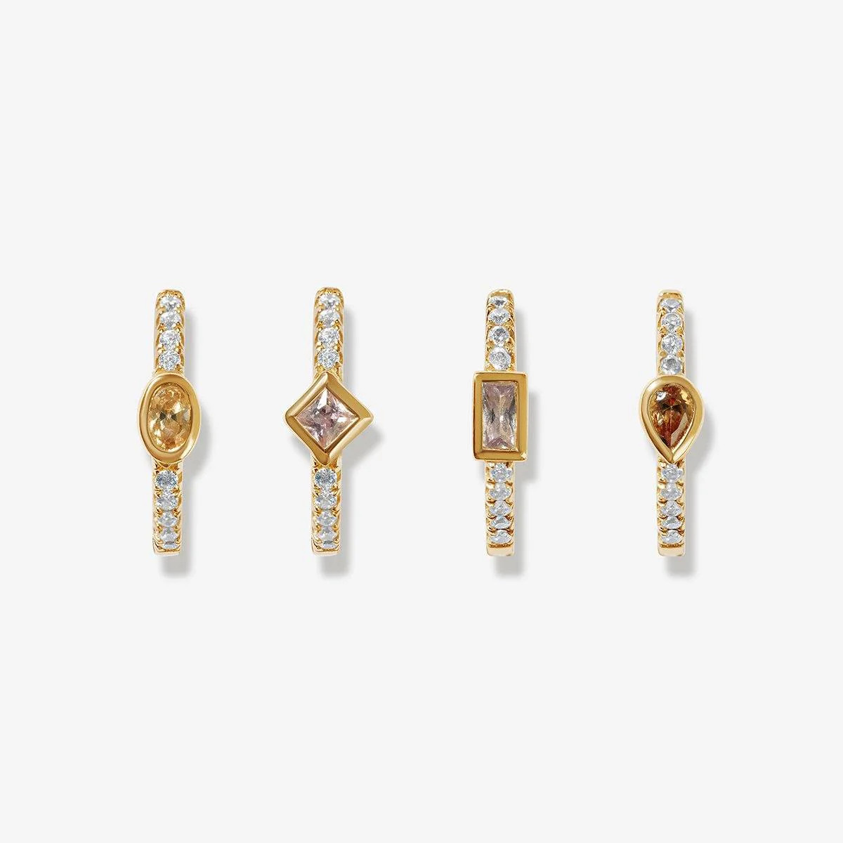 Gold Karon huggie earring set | Adornmonde