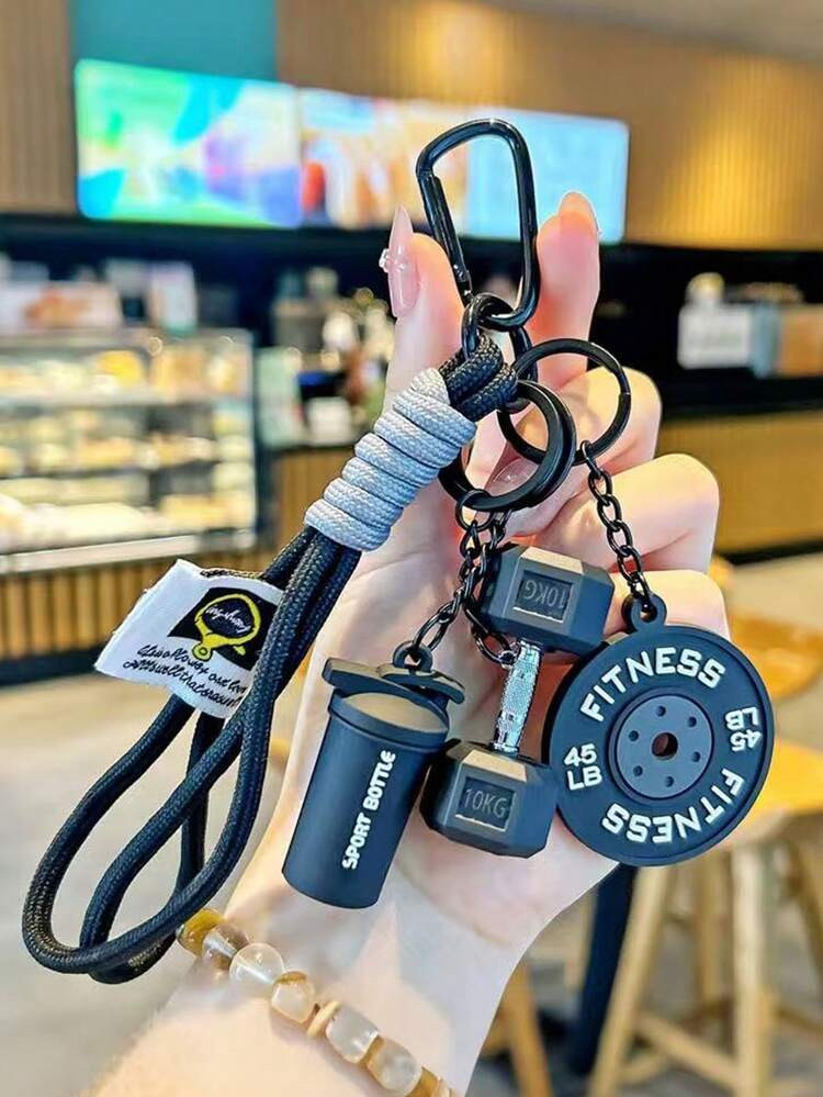 1pc Unisex Mini Barbell Plates And Dumbbell Keychain Accessories - Realistic Weight Plate Design, Suitable For Gym Bags, Water Bottle Hooks, Suitable For Decorating Backpacks, Crossbody Bags, Shoulder Bags, Key Chains, Car Accessories, Women's Fashion Accessories - Fitness Motivational Gifts For Men And Women | SHEIN