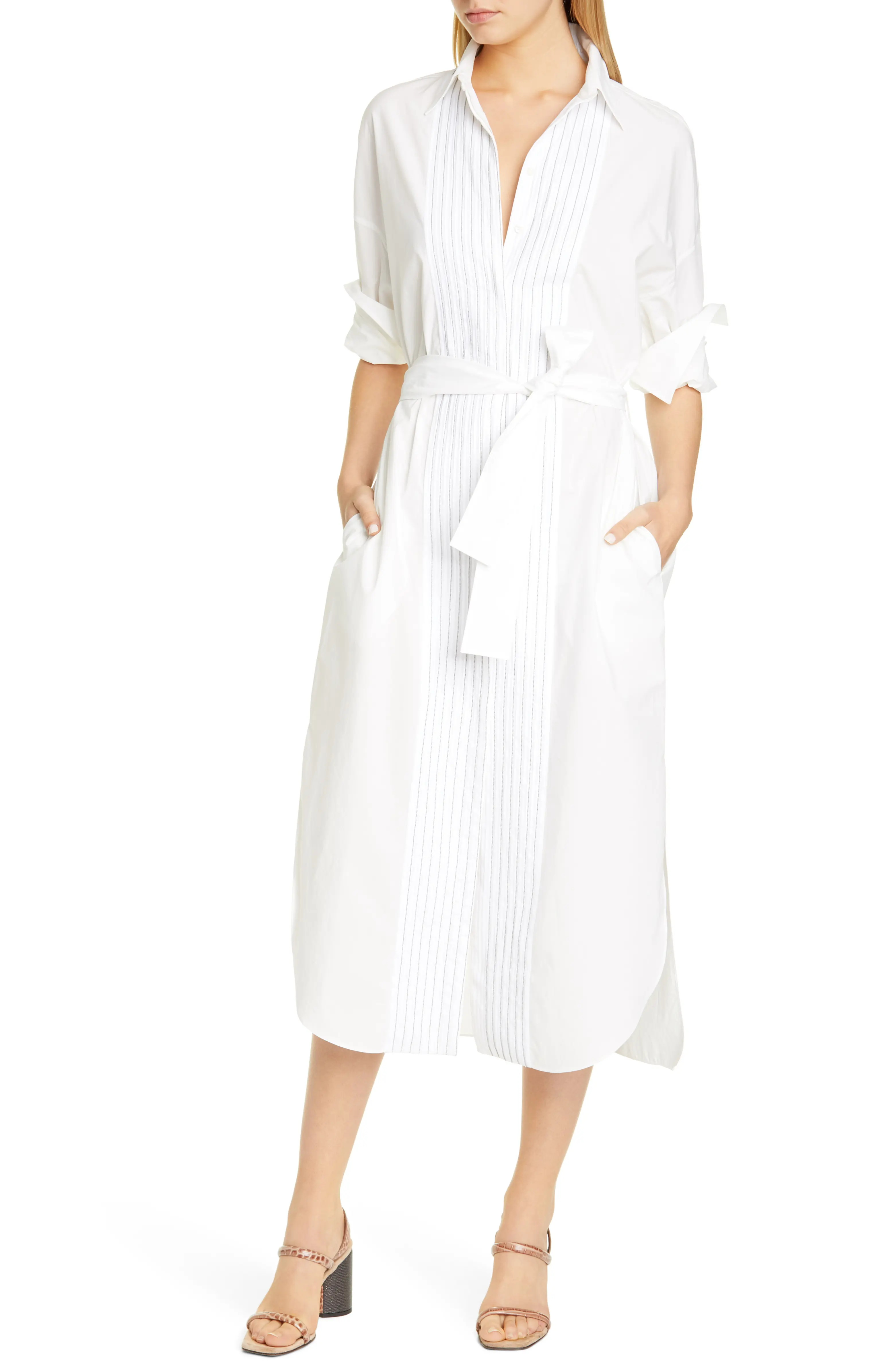 Monili Bib Long Sleeve Poplin Shirtdress | Nordstrom