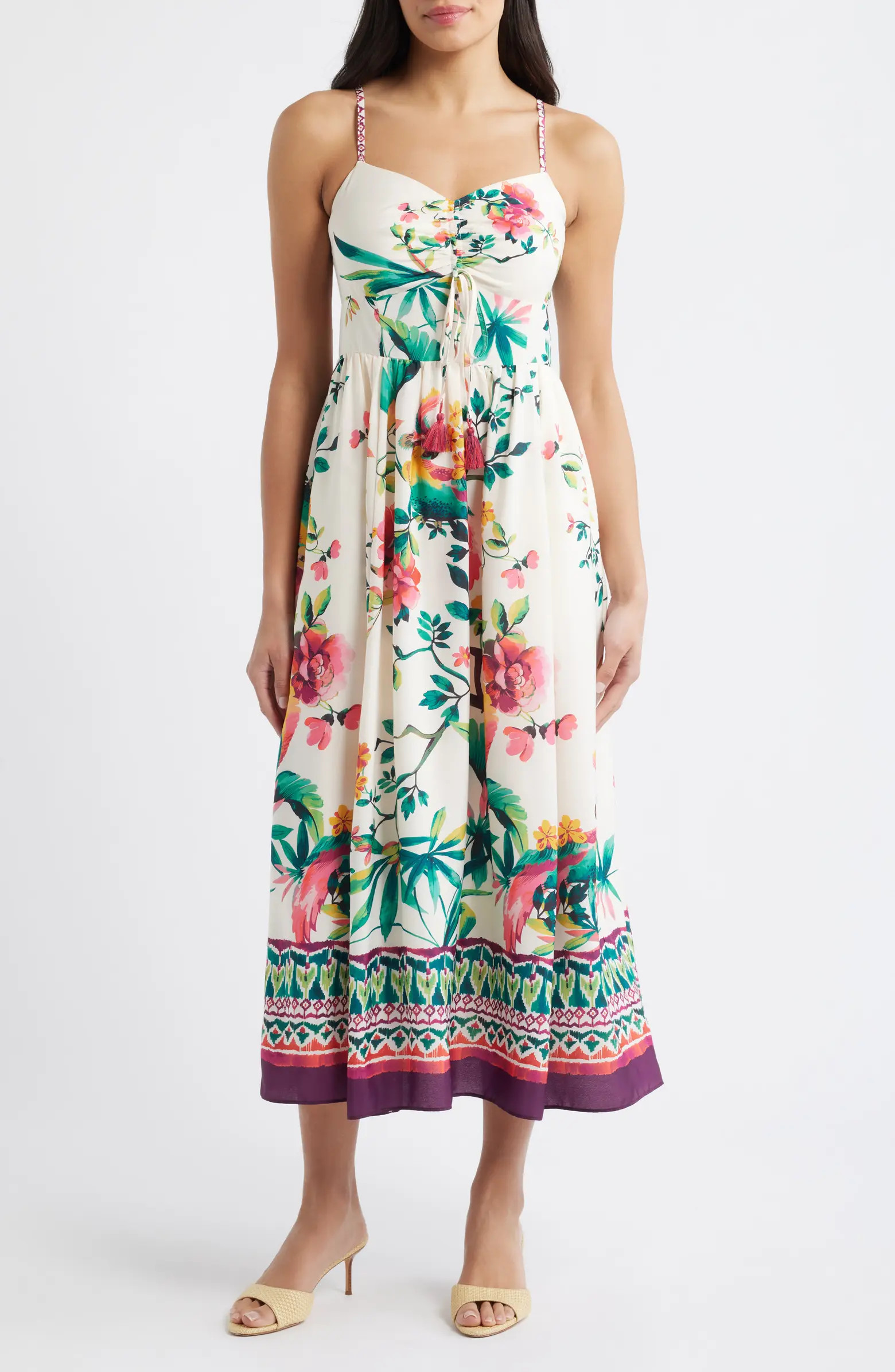 Eliza J Floral Border Print Midi Dress | Nordstrom | Nordstrom
