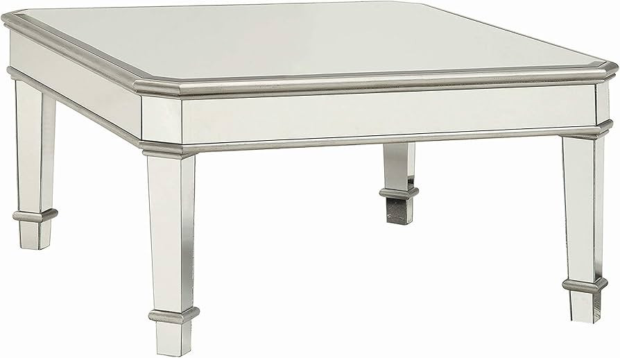 COASTER Cairns Square Mirrored Coffee Table Silver | Amazon (US)