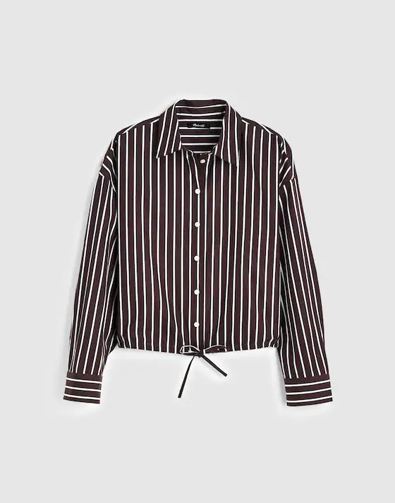 Drawstring Button-Up Shirt in Poplin | Madewell