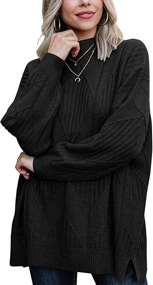 Mafulus Womens Turtleneck Oversized Pullover Sweater Fall Long Sleeve Cable Knitted Sweaters Warm... | Amazon (US)