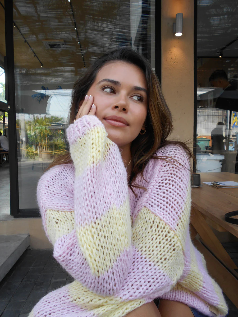 Forget Me Not Jumper in Yellow and Pink | Kiwi and Co