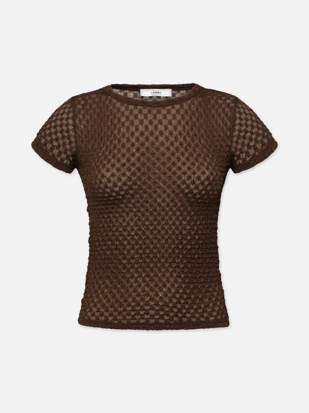 Mesh Lace Baby Tee  in  Chocolate Brown | Frame Denim
