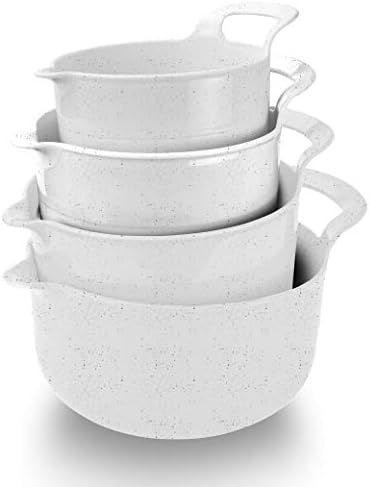 COOK WITH COLOR Mixing Bowls - 4 Piece Nesting Plastic Mixing Bowl Set with Pour Spouts and Handl... | Amazon (US)