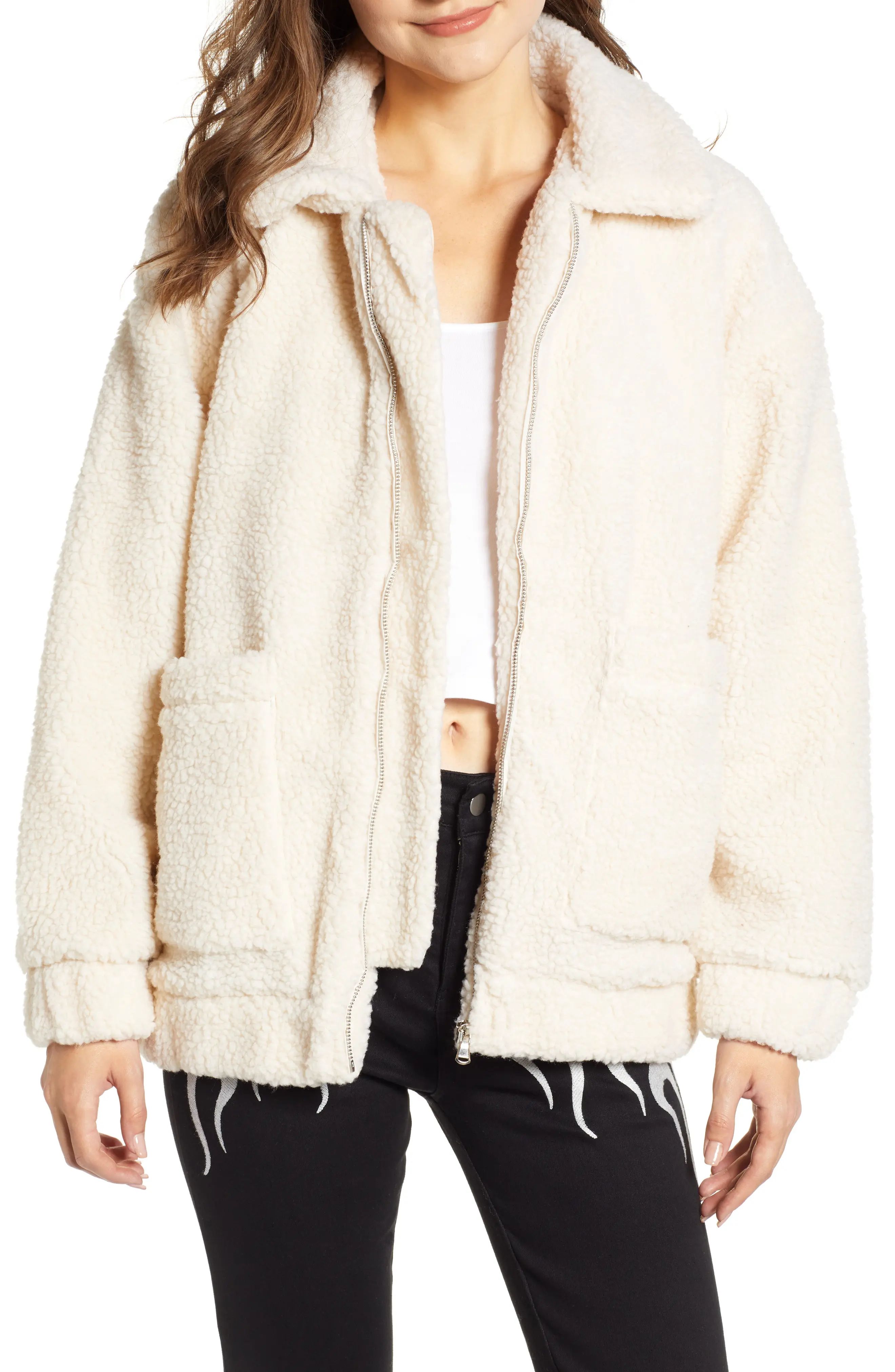 Women's I.am. gia Pixie Faux Shearling Jacket, Size X-Small - Ivory | Nordstrom