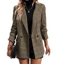 Mina Self Women's 2026 Plaid Houndstooth Blazer - Lightweight Fully Lined Button Casual Daily Off... | Amazon (US)