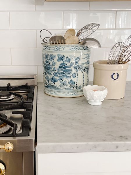 Favorite blue and white utensil crock is in stock and 20% off this weekend with code MDSAVE20. Linking other Dear Keaton home decor favorites too 

#LTKSaleAlert #LTKHome