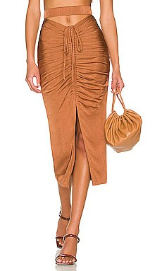 Camila Coelho Janelle Midi Skirt in Chestnut Brown from Revolve.com | Revolve Clothing (Global)