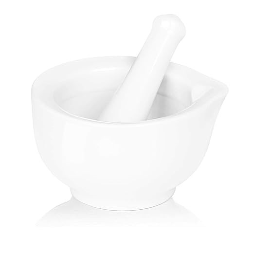 LEETOYI Porcelain Mortar and Pestle, Ceramic Herb Grinder Pill Crusher Set, 3.3-inch White | Amazon (US)