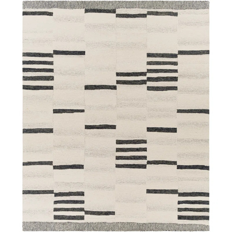 Uptown Handmade Hand Tufted Wool Cream/Charcoal/Black Rug | Wayfair North America