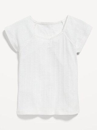 Short-Sleeve Pointelle-Knit Cinched Top for Girls | Old Navy (US)