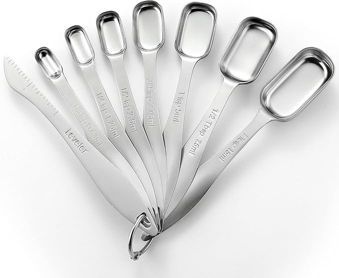 Spring Chef Stainless Steel Measuring Spoons Set of 8 with Leveler, Metal Teaspoon & Tablespoon M... | Amazon (US)