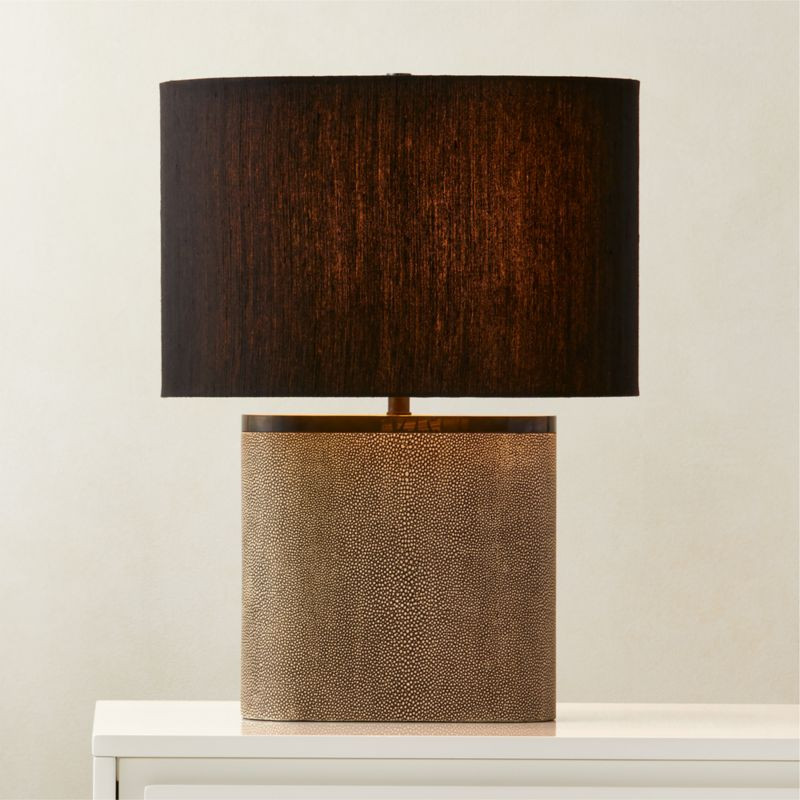Clair Black Shagreen Leather Modern Table Lamp with Black Shade + Reviews | CB2 | CB2