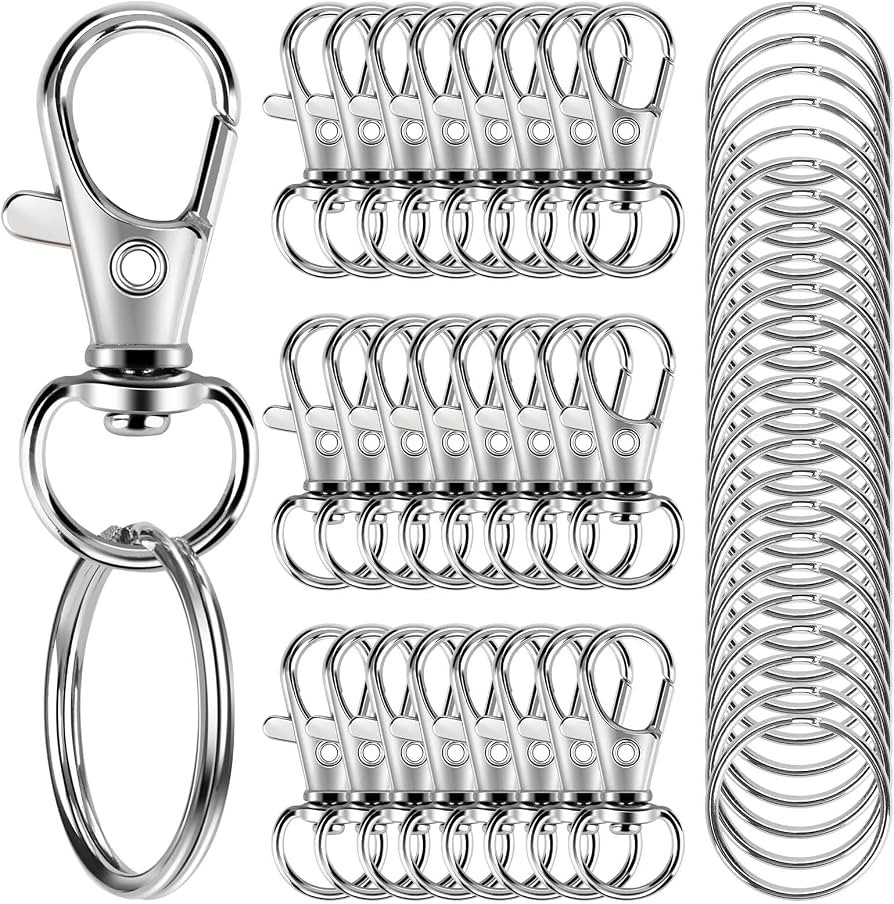 50PCS Metal Lobster Claw Clasp with Key Rings, 25PCS Keychains Clips Hooks and 25PCS Key Chain Ri... | Amazon (US)