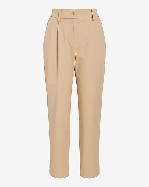 High Waisted Pleated Ankle Chino Pant | Express