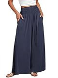 ANRABESS Women Palazzo Pants Summer Boho Bagyy Wide Leg High Smocked Waist Casual Loose Lounge Pa... | Amazon (US)