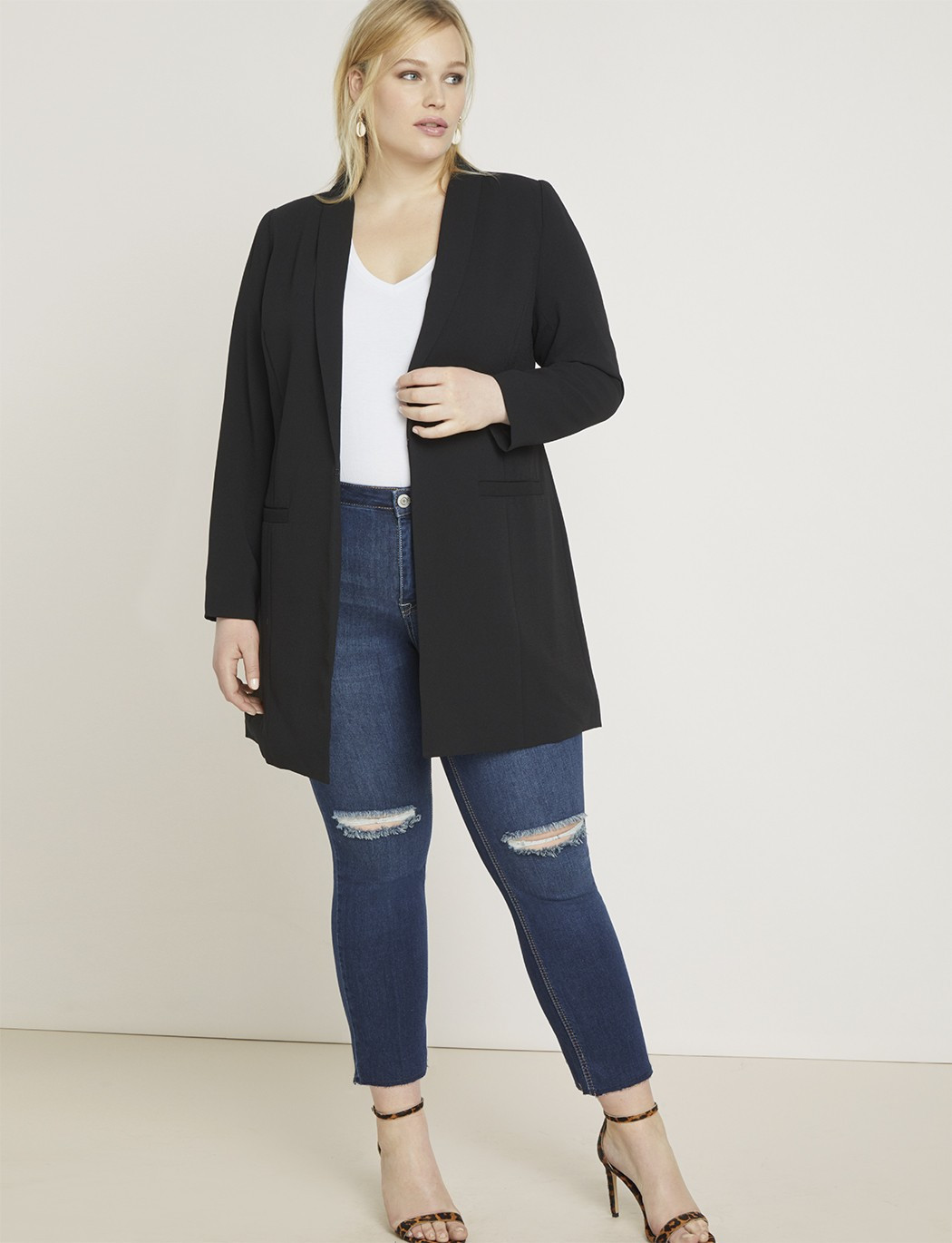 Long Essential Blazer | Women's Plus Size Coats + Jackets | ELOQUII | Eloquii