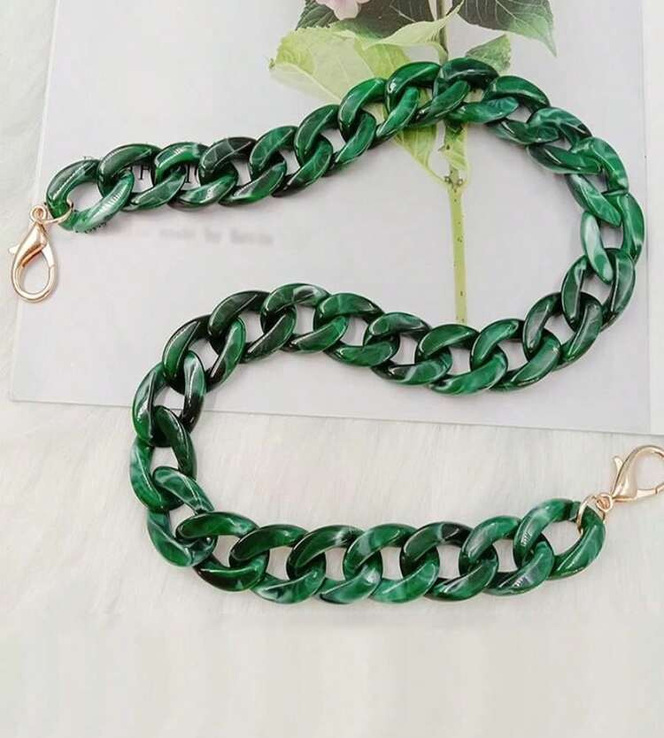 1 Piece 236" Resin Bag Strap With Lobster Claw Clasps Acrylic Handbag Chain Strap Replacement For Shoulder Bag, Green | SHEIN