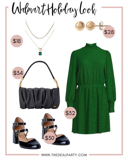 Holiday Look | Holiday Outfit | Holiday Fashion | Winter Outfit | Green Dress | Black Purse | Black Heels | Christmas Outfit 

#LTKSeasonal #LTKunder50 #LTKHoliday