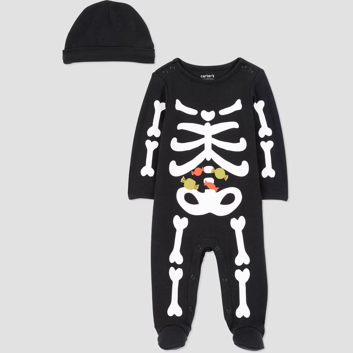 Carter's Just One You® Baby 2pc Halloween Skeleton Sleep N' Play with Hat - Black | Target
