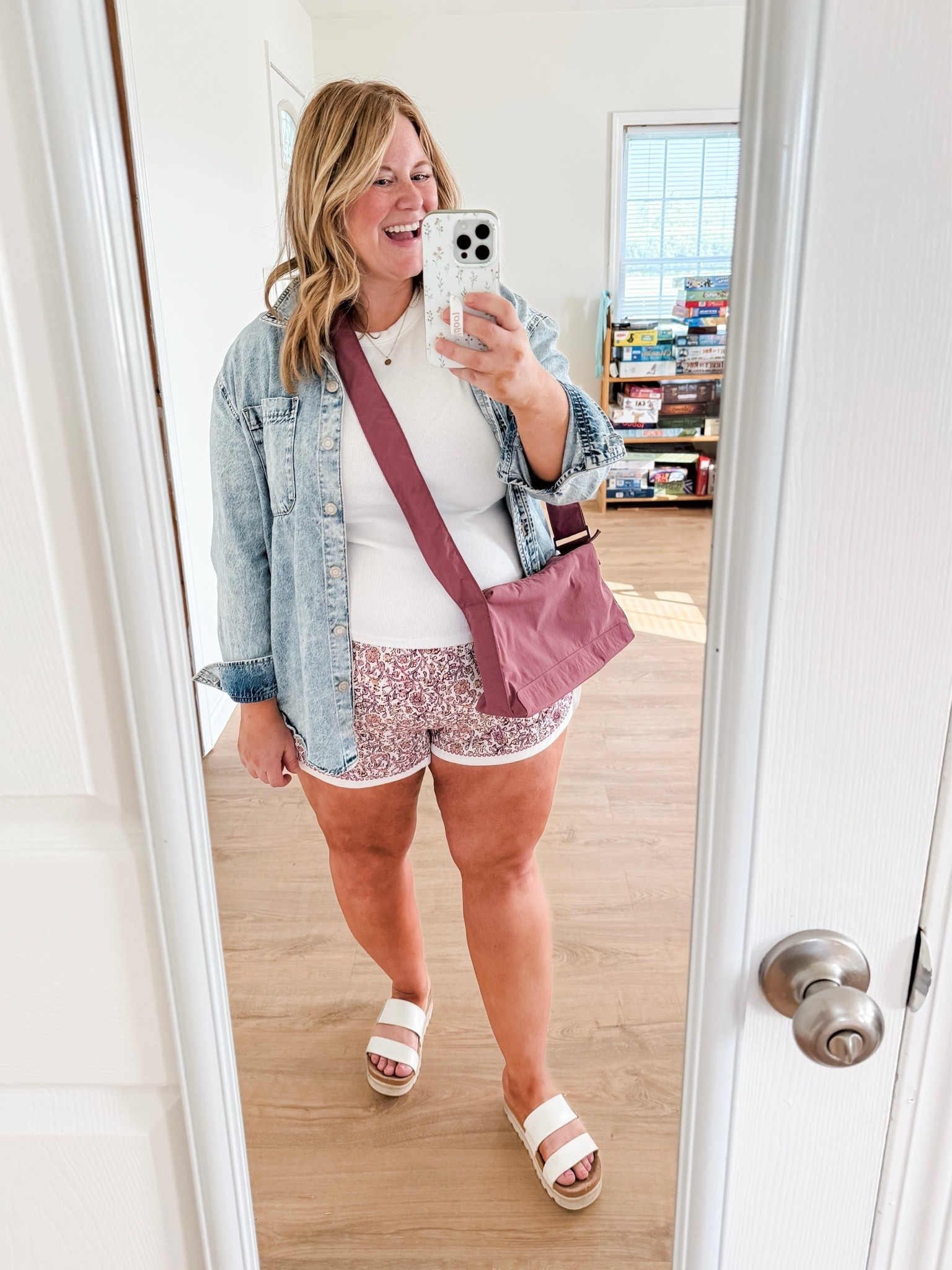 Wearing an XL in my tee and an XXL in my floral athletic shorts.  My denim shirt is older so linked similar.  My reef sandals fit TTS. 

Postpartum outfit

#LTKgrwm #LTKMidsize #LTKBump
