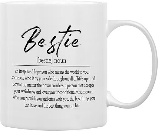 QASHWEY Bestie Definition Coffee Mugs Mug,Best Friend Bestie BFF Soul Sister Gifts for Women Teen... | Amazon (US)