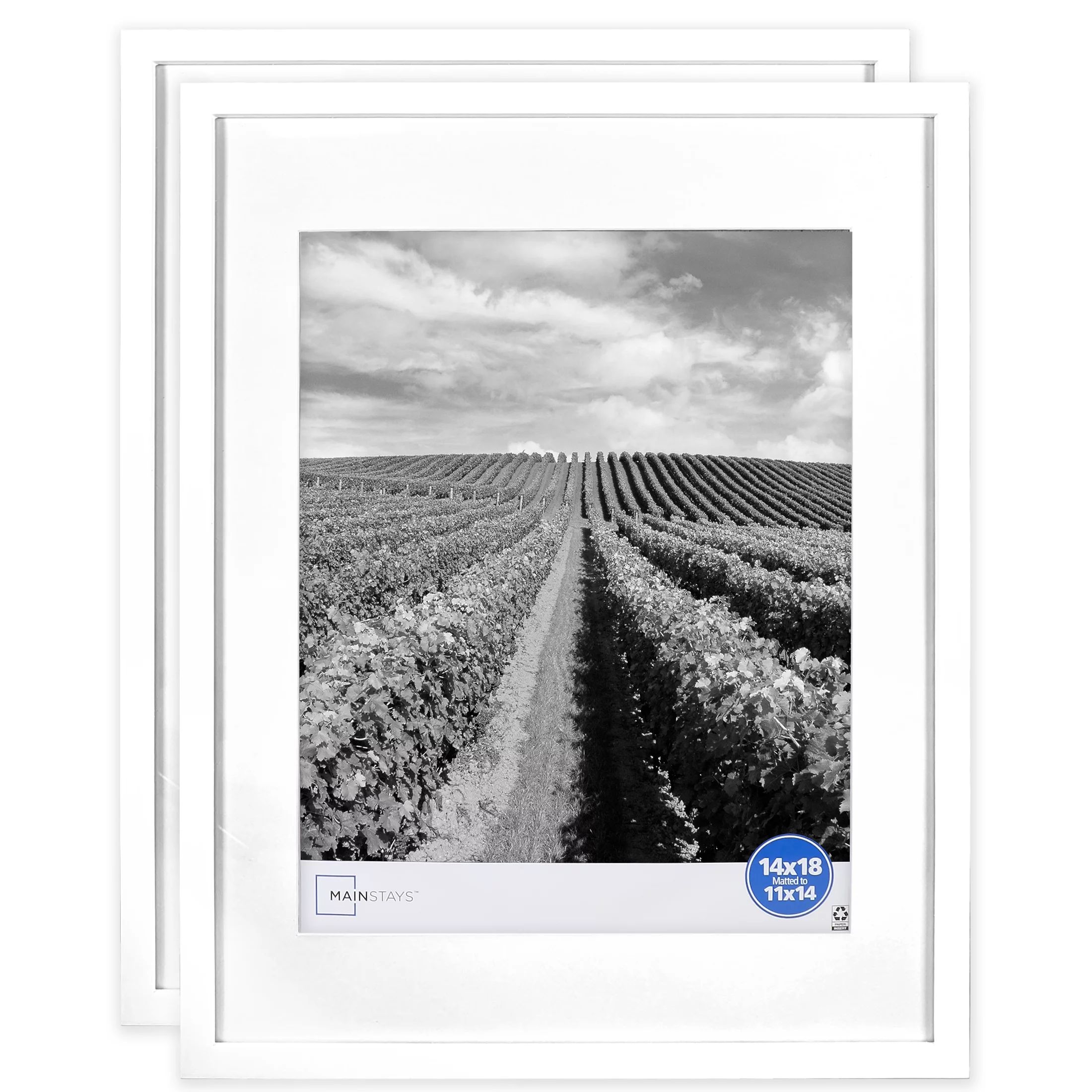Mainstays 14x18 inch Matted to 11x14 inch White 0.5" Gallery Wall Picture Frame - 2 PC Set | Walmart (US)
