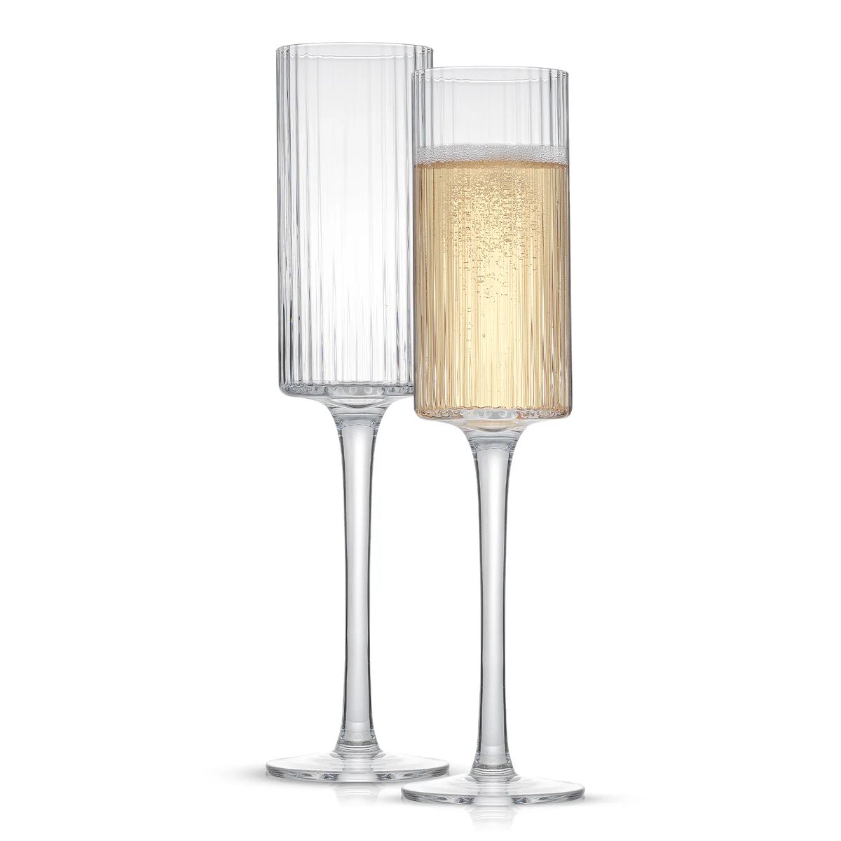 JoyJolt Elle Fluted Cylinder Champagne Glasses Set | JoyJolt