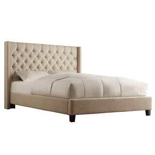 Wentworth Oatmeal King Upholstered Bed | The Home Depot