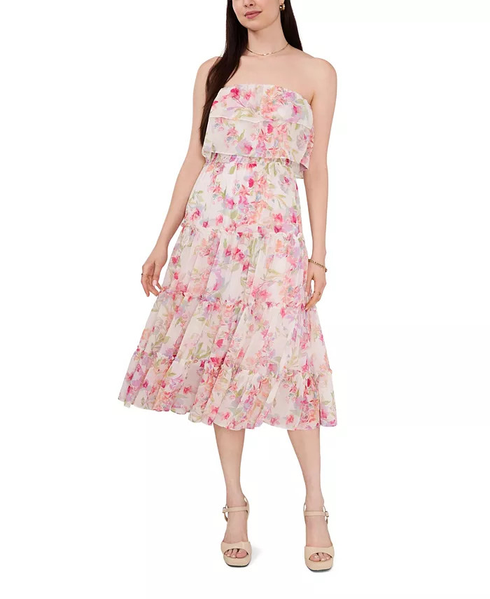 Women's Strapless Ruffle Tiered Midi Dress | Macys (US)