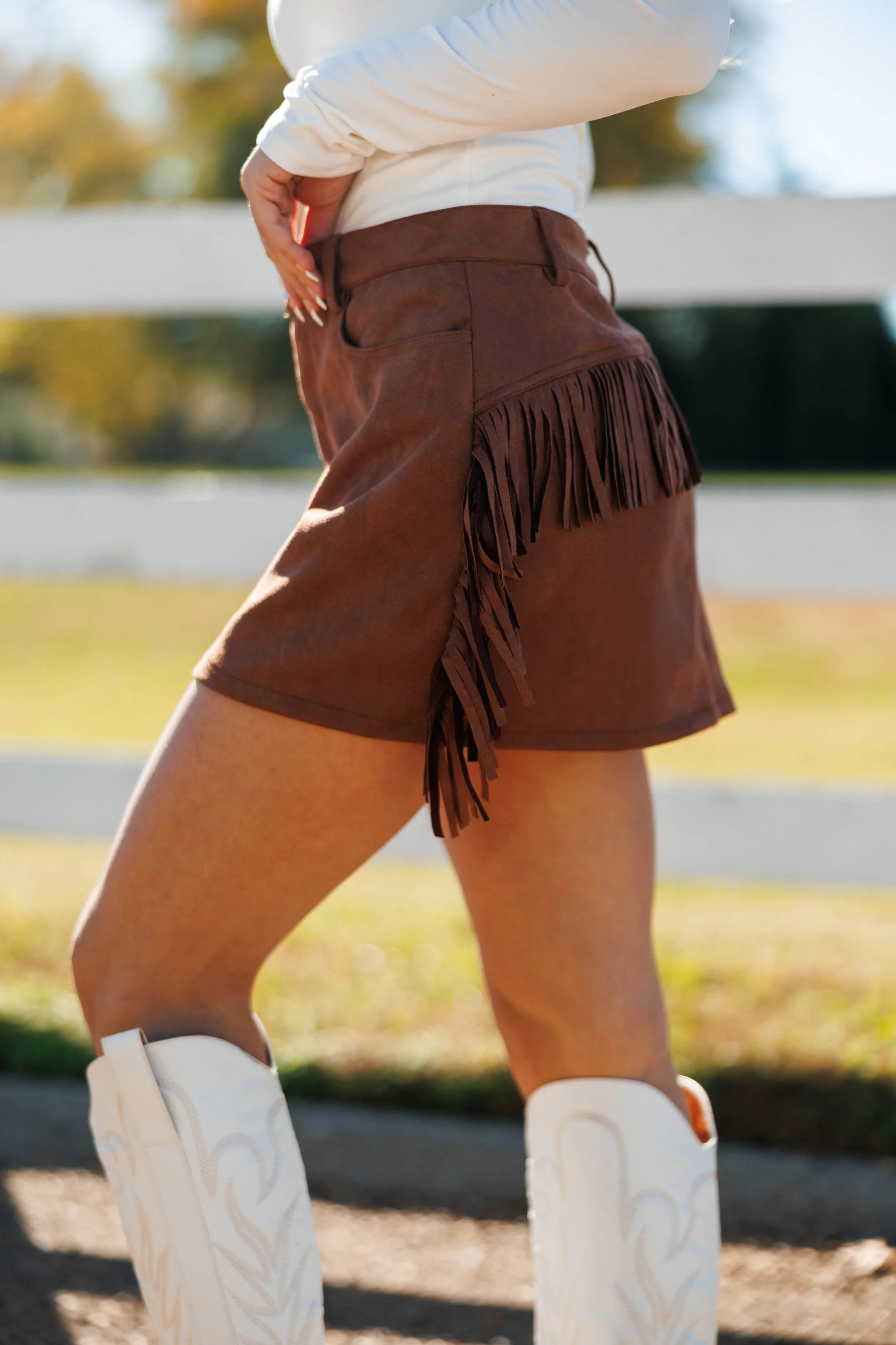 Golden Rodeo Suede Skirt | Lane 201 Boutique