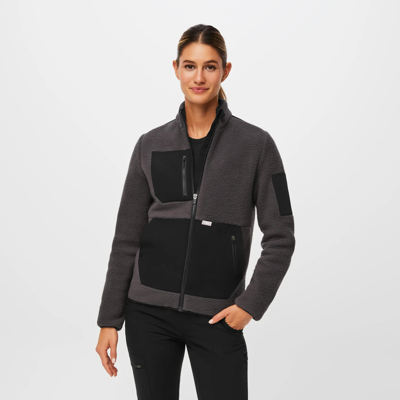 Women’s On-Shift Sherpa Jacket™ - Dark Charcoal · FIGS | FIGS