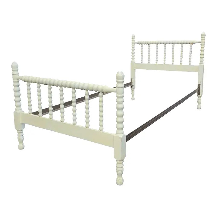 Vintage Off White Jenny Lind Spindle Twin Bed | Chairish