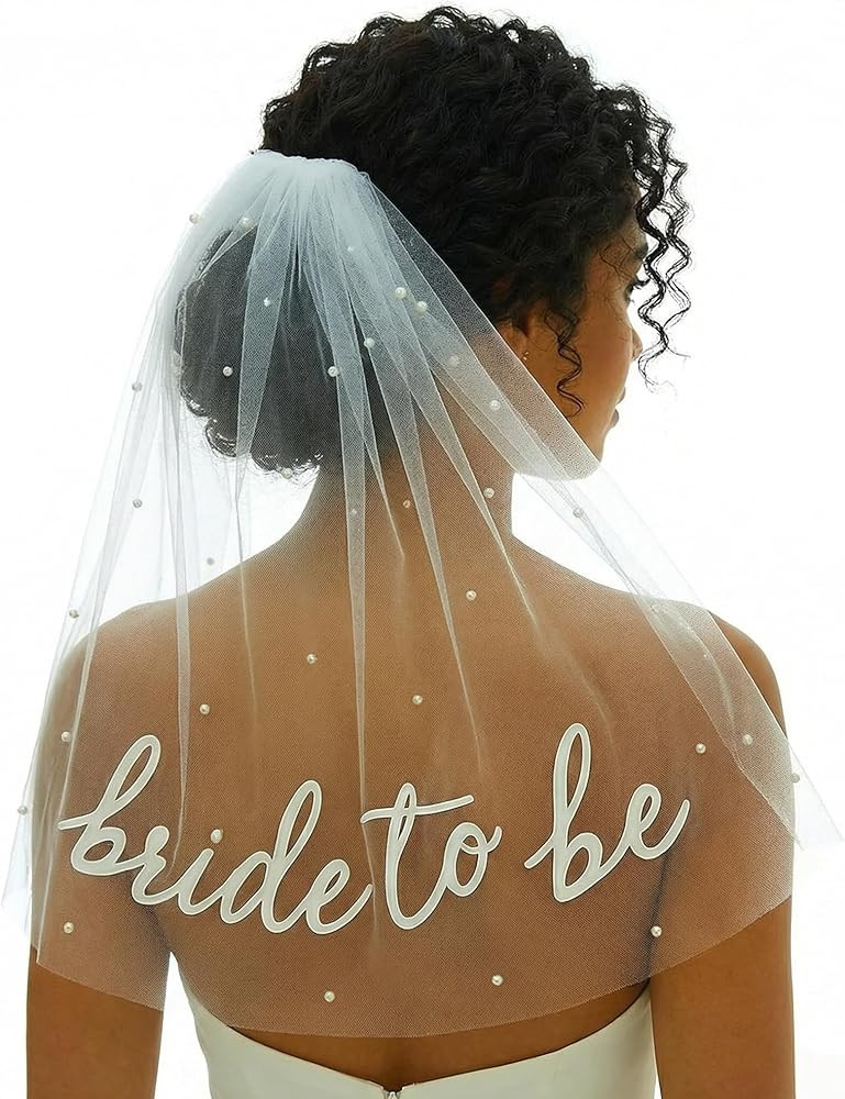 White Short Wedding Veil Pearl Rhinestone Bride Veils Bridal Veils Bachelorette Party Veil for Br... | Amazon (US)