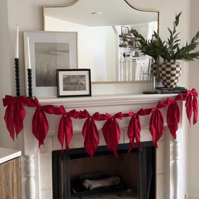 Satin Bow Garland, DIY Anthro Bow Garland for Indoor Fire Pit Tabletop Christmas Tree Decor Sets,... | Amazon (US)