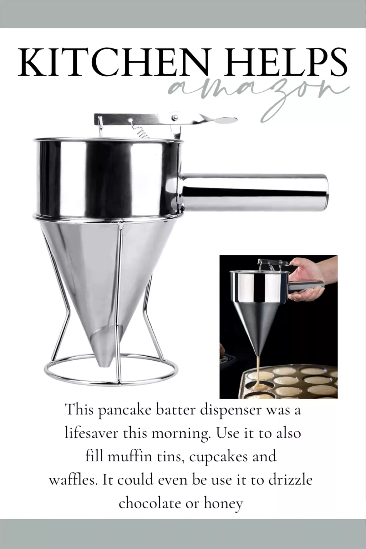 MyLifeUNIT Stainless Steel Pancake Batter Dispenser, Funnel Dispenser with  Stand for Takoyaki and Baking