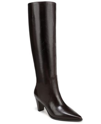 Franco Sarto Women's Jaycen Pointed Toe Zip Tall Boots - Black Leather | Macy's