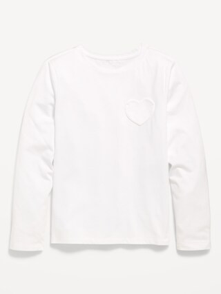 Softest Long-Sleeve Heart-Pocket T-Shirt for Girls | Old Navy (US)