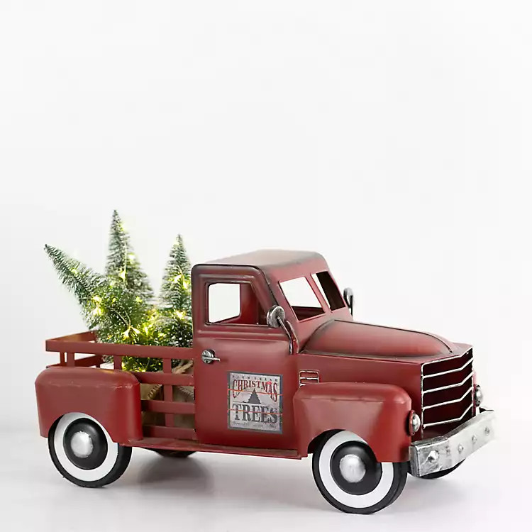 Pre-Lit Red Vintage Christmas Truck with Tree | Kirkland's Home