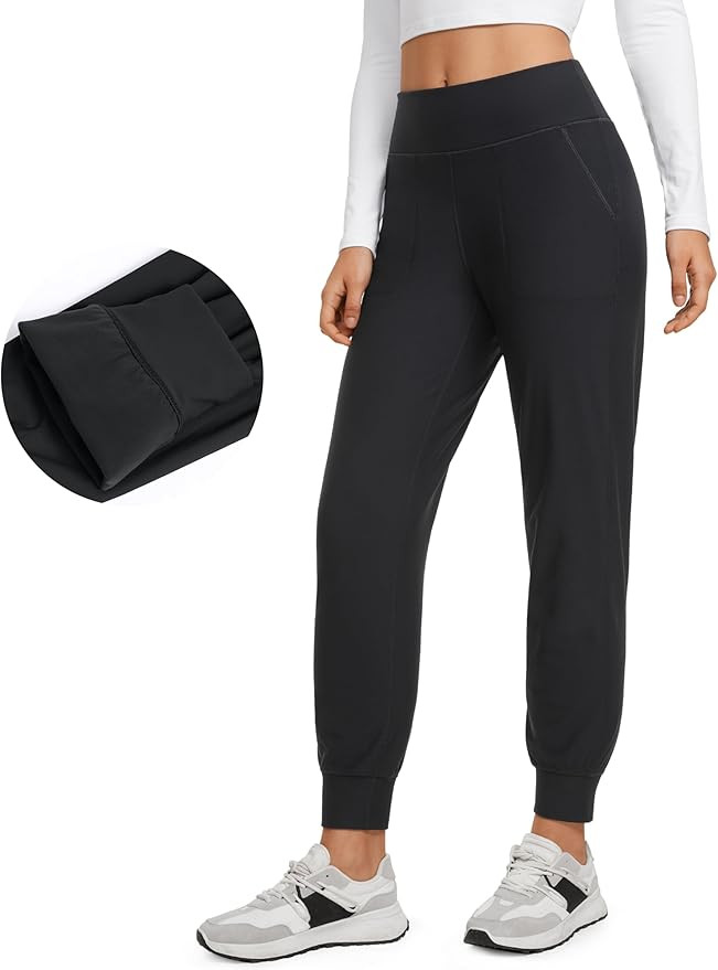 CRZ YOGA Womens Fleece Lined Workout Joggers with Pockets 27.5" - Hiking Running Outdoor Pants Wa... | Amazon (US)