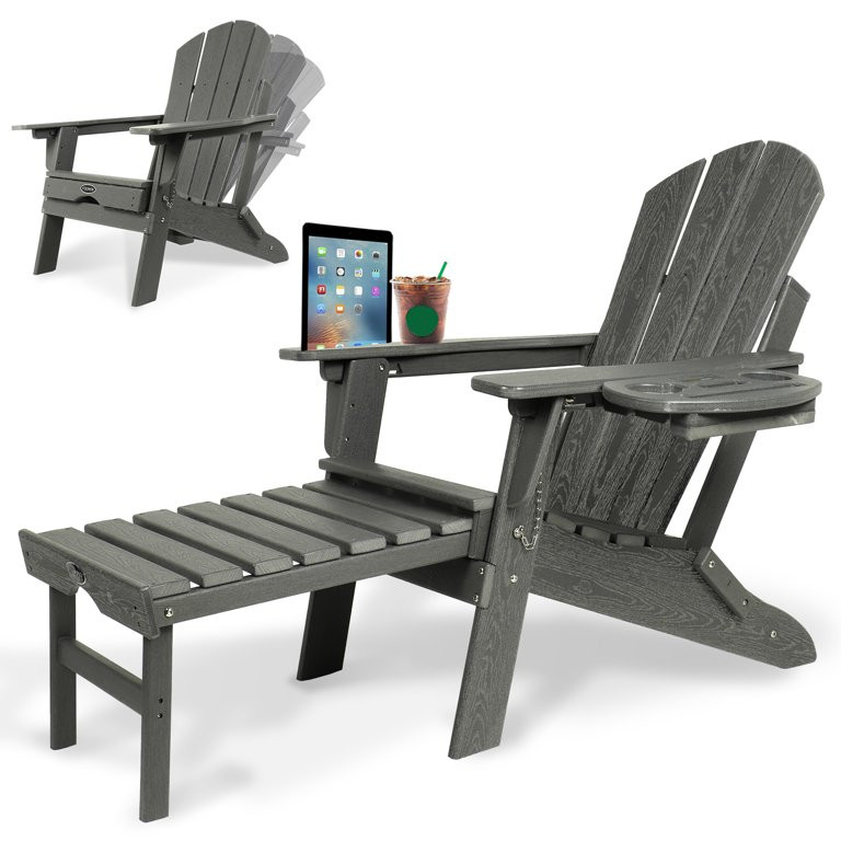 Adjustable Backrest Adirondack Chair,Folding Adirondack Chair with Ottoman,Plastic Adirondack Cha... | Walmart (US)