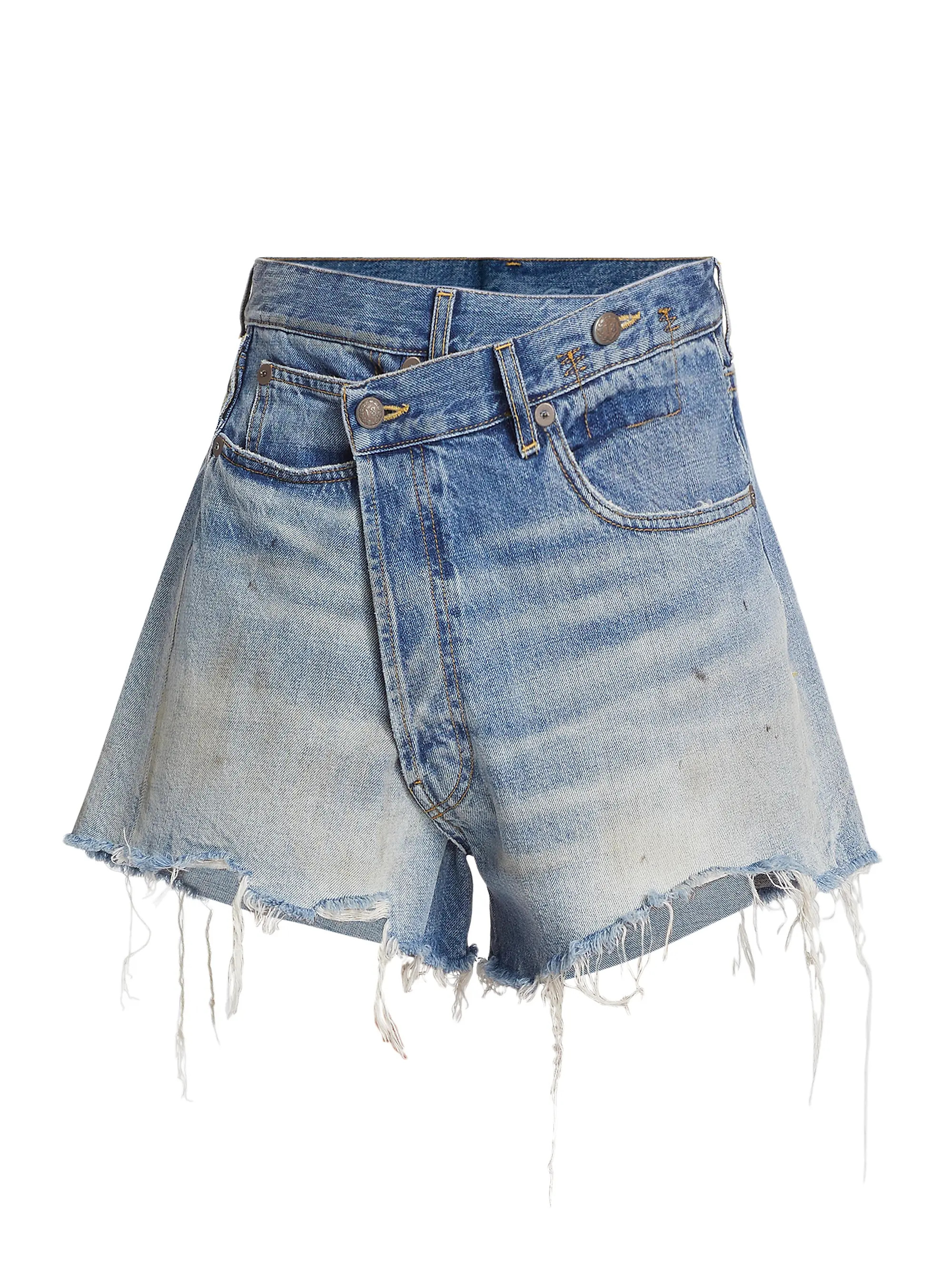 Shop R13 Crossover Denim Shorts | Saks Fifth Avenue | Saks Fifth Avenue