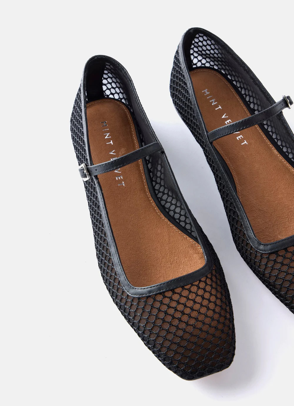 Black Mesh Ballet Pumps | Mint Velvet