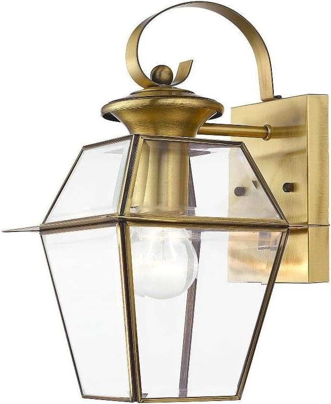 Livex Lighting 2181-01 Westover 1-Light Outdoor Wall Lantern, Antique Brass | Amazon (US)