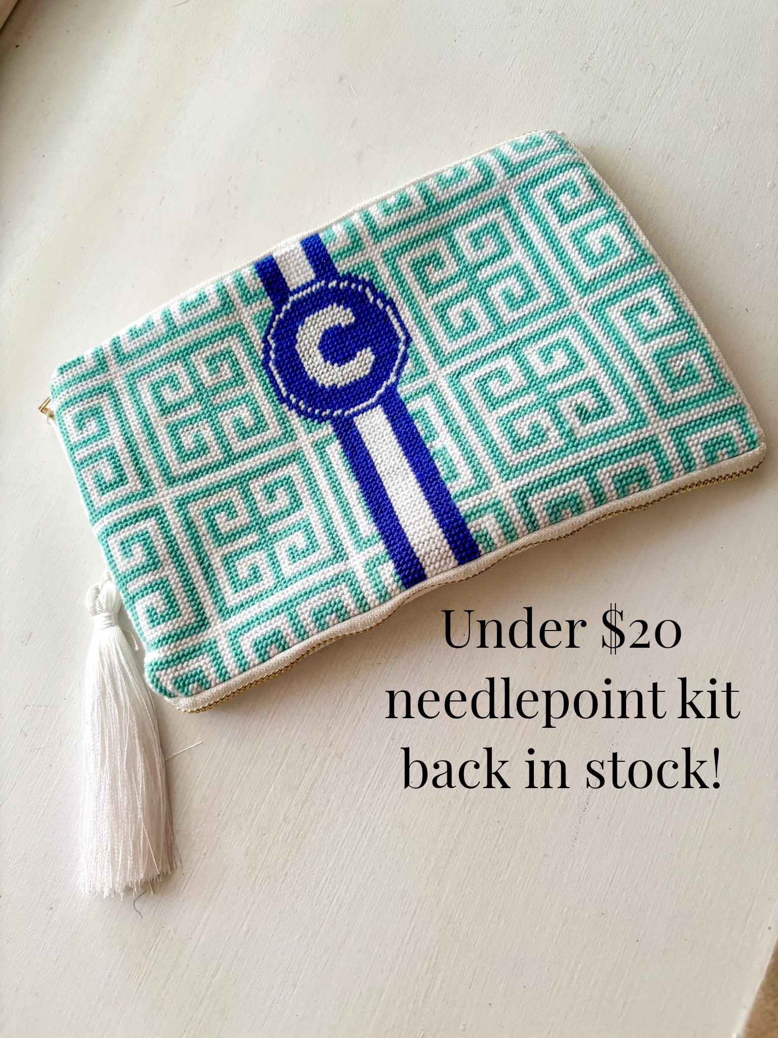 A great beginner needlepoint kit I’ve done is back in stock and under $20!