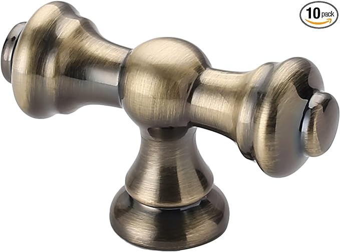 Alzassbg 10 Pack Brushed Antique Brass Cabinet Knobs, 2.1 Inch(55mm) Cabinet Kitchen Hardware Kno... | Amazon (US)