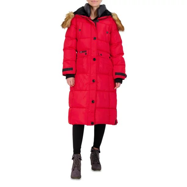 Canada Weather Gear Women's Long Hooded Puffer Coat - Walmart.com | Walmart (US)