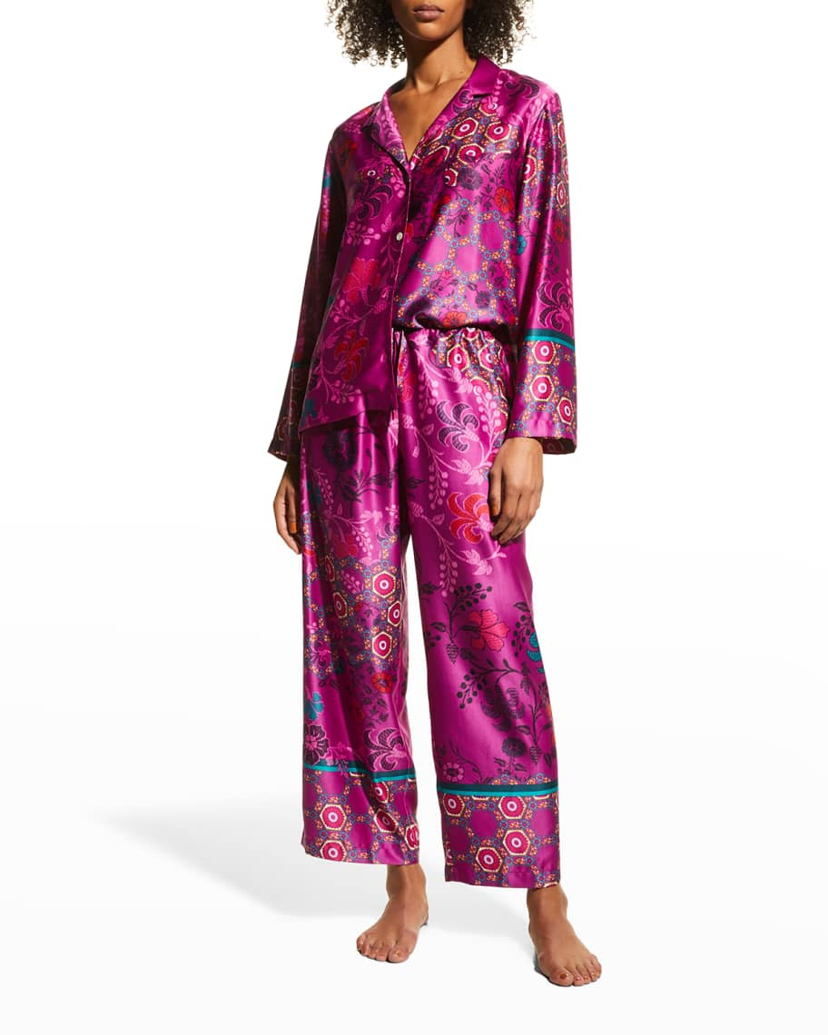 Natori Samarkand Floral Satin Pajama Set | Neiman Marcus